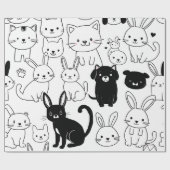 Papier Cadeau Chat Noir (Plat)