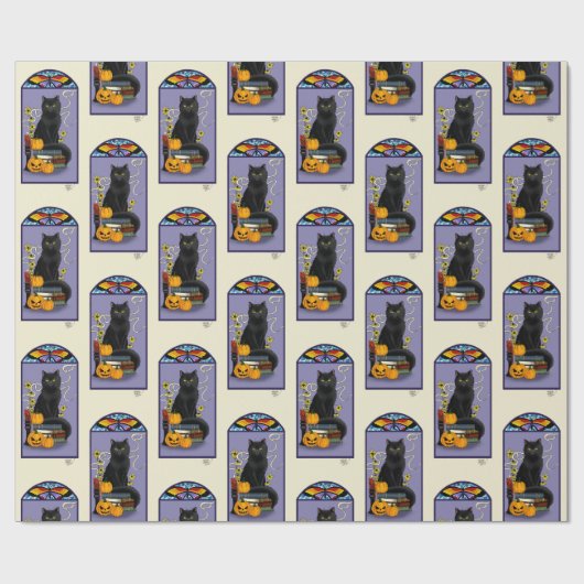 Papier Cadeau Chat noir Art Nouveau (Plat)