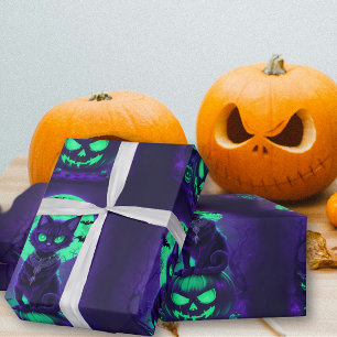 Papier Cadeau Chat noir aux yeux verts brillants