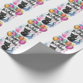 Papier Cadeau Chat noir avec ballons (Coin)