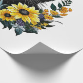 Papier Cadeau chat noir avec des fleurs (Coin)