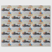 Papier Cadeau Chat noir avec le fil (Plat)