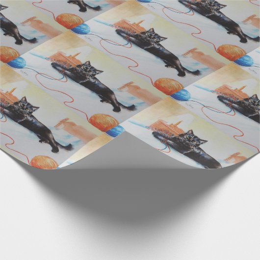 Papier Cadeau Chat noir avec le fil (Coin)