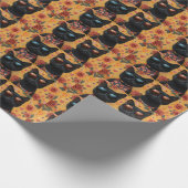 Papier Cadeau Chat Noir Avec Roses de la Saint-Valentin (Coin)