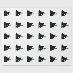 Papier Cadeau Chat noir boo cadeau Halloween chats