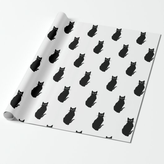 Papier Cadeau Chat noir classique simple (Déroulé)