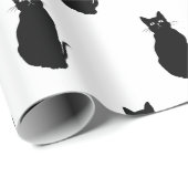 Papier Cadeau Chat noir classique simple (Coin rond)