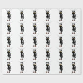 Papier Cadeau Chat noir d'amusement tombant papier d'emballage (Plat)