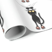 Papier Cadeau Chat noir d'amusement tombant papier d'emballage (Coin rond)
