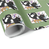 Papier Cadeau Chat noir de l'artiste (Coin rond)