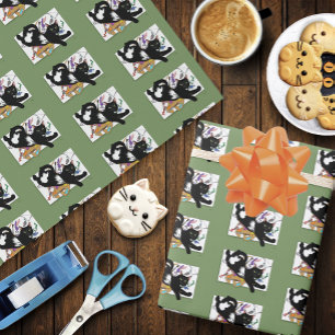 Papier Cadeau Chat noir de l'artiste