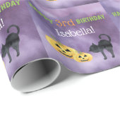 Papier Cadeau Chat noir d'Halloween | Anniversaire de l'enfant (Coin rond)