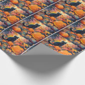 Papier Cadeau Chat noir d'Halloween avec la peur Citrouille (Coin)