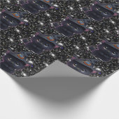 Papier Cadeau Chat noir d'Halloween blanc mignon (Coin)