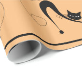 Papier Cadeau Chat Noir Élégant, Joyeux Halloween (Coin rond)