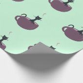 Papier Cadeau Chat noir en vert de tasse (Coin)
