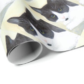 Papier Cadeau Chat noir et blanc (Coin rond)
