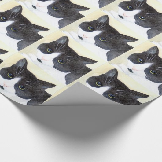 Papier Cadeau Chat noir et blanc (Coin)
