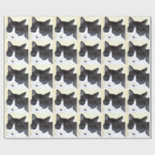 Papier Cadeau Chat noir et blanc (Plat)