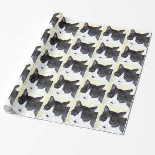 Papier Cadeau Chat noir et blanc