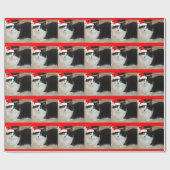Papier Cadeau Chat noir et blanc de Noël (Plat)