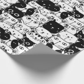 Papier Cadeau Chat noir et blanc face Motif fête d'anniversaire (Coin)