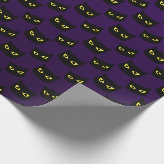 Papier Cadeau Chat noir et violet motif Halloween (Coin)