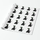 Papier Cadeau Chat noir gras aux yeux verts (Déroulé)