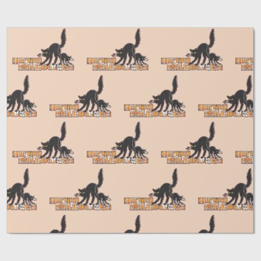 Papier Cadeau Chat noir Halloween (Plat)