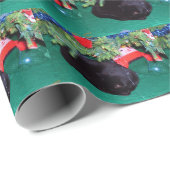 PAPIER CADEAU CHAT NOIR, JEUNE NOËL (Coin rond)