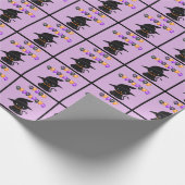 Papier Cadeau Chat noir Joyeux Ballons d'Halloween (Coin)