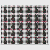 Papier Cadeau Chat noir Meowy Noël scintillants en vichy (Plat)