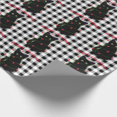 Papier Cadeau Chat noir Meowy Noël scintillants en vichy (Coin)