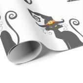 Papier Cadeau Chat noir mignon dans un casquette sorcier - Chois (Coin rond)