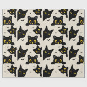 Papier Cadeau Chat noir mignon Halloween (Plat)