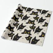 Papier Cadeau Chat noir mignon Halloween (Déroulé)