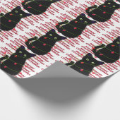 Papier Cadeau Chat noir mignon Meowy Noël scintillants lumières (Coin)