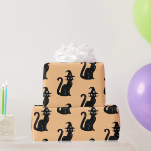 Papier Cadeau Chat noir mignon Orange Halloween Enfants