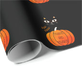 Papier Cadeau Chat noir orange éffrayant Trou ou traitement Hall (Coin rond)