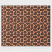 Papier Cadeau Chat noir rétro sur fond orange (Plat)
