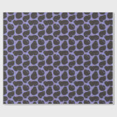 Papier Cadeau Chat noir rétro sur fond violet (Plat)