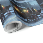 Papier Cadeau Chat noir Snowy Sleigh Ride Décor de Noël (Coin rond)