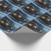 Papier Cadeau Chat noir Snowy Sleigh Ride Décor de Noël (Coin)