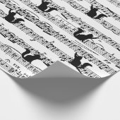Papier Cadeau Chat noir sur feuille (Coin)
