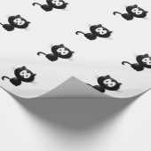 Papier Cadeau Chat noir sur fond blanc (Coin)