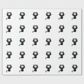 Papier Cadeau Chat noir sur fond blanc (Plat)