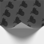 Papier Cadeau Chat noir sur gris | (Coin)