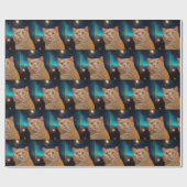 Papier Cadeau Chat observant l'espace (Plat)