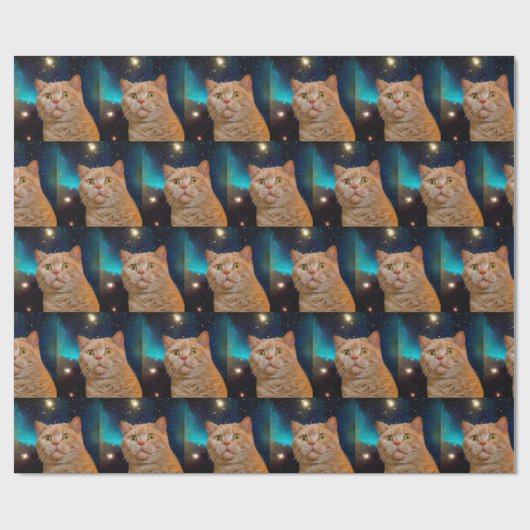 Papier Cadeau Chat observant l'espace (Plat)
