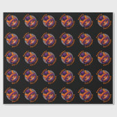 Papier Cadeau Chat orange avec sorcière violette Casquette Bonne (Plat)